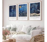 Hodge Creations William Morris Moon & Stars Set of 3 Unframed A5 Prints Wall Art Decor Gallery Exhibition Picture Poster New Gift Present SELECT SIZE BELOW A5 A4 A3