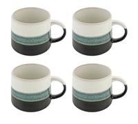 Hodge & Hodge Set of 4 Grey Stoneware Coffee Mugs - 530ml Wide Base Tea Cups with Gradient Glaze, Large Handle - Rustic Ceramic Design - Microwave & Dishwasher Safe - New Home Gift Idea