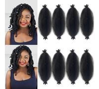Hodgeous Marley 8 Packs Elastic Afro Braids Pre Separated Kinky Crochet Braids for Crazy Soft Strands Braids for Women Black