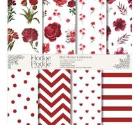 Hodgepodge Home 6" x 6" Red Themed Scrapbook Paper For Scrapbooking, Junk/Bullet