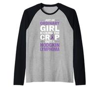 Hodgkin Lymphoma Awareness Purple Ribbon Lymphoma Cancer Raglan Baseball Tee