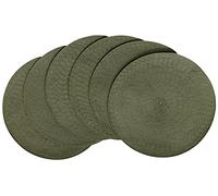 HODJOY Placemat, Round Placemat for Dining Table, Washable Woven Placemats for Christmas, 15 inch, Set of 6, Olive