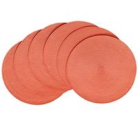 HODJOY Round Placemats Set of 6, Table Mats for Dining Table, Washable Woven Non-Slip Placemats for Thanksgiving, 15 inch, Orange