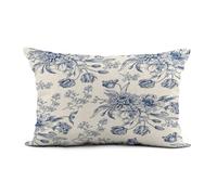 HODKHNO Throw Pillow Cover 12x20 Inch Chinoirise Blue Toile Flowers Boho Chic Baby White Pattern Home Decor Pillowcase Lumbar Pillow Case Cushion Cover for Sofa Couch Bed
