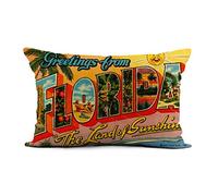 HODKHNO Throw Pillow Cover 12x20 Inch Travel Greetings from Florida Vintage USA America Home Decor Pillowcase Lumbar Pillow Case Cushion Cover for Sofa Couch Bed