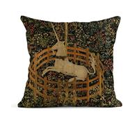 HODKHNO Throw Pillow Cover 18x18 Inch Medieval Vintage Hunting Unicorn Captivity Him Her Home Decor Pillowcases Square Pillow Cases Cushion Covers for Sofa Couch Bed