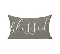 HODKHNO Throw Pillow Covers 12x20 Inch Blessed Rustic Gray Farmhouse Home Decor Pillowcase Cushion Case Lumbar Pillow Cover for Couch Bed Sofa