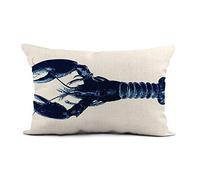 Topyee Throw Pillow Cover 12x20 Inch Sealife Navy Blue Lobster on Nautical Ocean Beach Crustacean Home Decor Pillowcase Lumbar Pillow Case Cushion Cover for Sofa Couch Bed