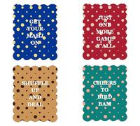 Hodmopli Mahjong Shuffler Cards, Scalloped Polka Dot Design, Funny Saying Plastic Tile Mixer Accessories, 5.1 x 6.7 Inches, 4 Pack