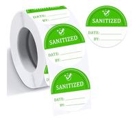 Hodmopli Sanitized Label, 2 Inch, Green Cleanliness Blank Date and By Stickers - Pack of 500 for Restaurants, Hospitals, Car Rentals, House Rentals