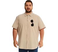 HOdo Big and Tall Mens Cotton Button Down Shirt 3XL-6XL, Khaki, XXXXXXL Big