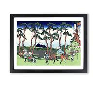 Hodogaya On The Tokaido Road By Katsushika Hokusai Asian Japanese Framed Wall Art Print, Ready to Hang Picture for Living Room Bedroom Home Office Décor, Black A3 (46 x 34 cm)