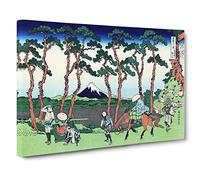 Hodogaya On The Tokaido Road By Katsushika Hokusai Canvas Print | Gallery Wrapped 30mm Frame Wall Art | 24x16 inches | Ready to Hang | Asian Picture | Living Room Bedroom Lounge Office