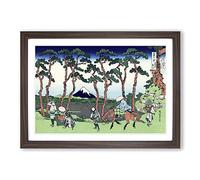 Hodogaya on The Tokaido Road by Katsushika Hokusai Framed Print | A2 Walnut Framed Wall Art | Ready to Hang | Asian Nature Picture | Living Room Bedroom Lounge Office