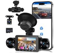 Hodozzy 1080p 4 Channel Car Dashcam, 360° Dash Camera Front and Rear Left Right for Car with Loop Recording, Night Vision, G-sensor, 24H Parking Mode, Exposure Compensation + 64G TF Card and Camera