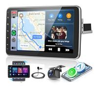 Hodozzy 2G 64G Car Stereo Android Single Din Touch Screen Wireless Carplay Android Auto, 10.1 inch GPS Rotatable Car Radio with Bluetooth 1 Din WiFi HiFi FM RDS SWC Backup Camera Mic