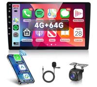 Hodozzy 4G+64G Android Double Din 10,1 Inch Touchscreen Car Stereo with Wireless Carplay Android Auto,GPS Double Din Car Radio Bluetooth, Navigation, WiFi, FM/RDS Radio, EQ/USB/SWC+Reversing Camera