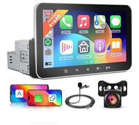 Hodozzy 4G 64G Single Din Android Car Stereo with Wireless Carplay Android Auto, 7 Inch Touch Screen GPS Car Radio with WIFI Bluetooth Mirror Link EQ FM/RDS Radio Split Screen Double USB SWC+Camera