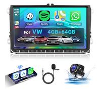 Hodozzy 4GB+64GB Android Car Stereo for VW Golf 5 6 Passat B6 B7 Jetta Polo Touran Caddy Sharan Seat,9 Inch Touchscreen with Wireless Carplay Android Auto GPS Wifi Bluetooth FM/RDS DSP Canbus Camera