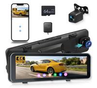 Hodozzy 4K Front and 1080P Rear Mirror Dash Cam for Cars, GPS, ADAS, BSD, WIFI & App Control Dual Dash Camera, 10.88 inch Touchscreen Mirror Dash Cam with Parking Monitor, G-Sensor, Loop- Recording