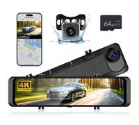 Hodozzy 4K Mirror Dash Cam, WIFI & App Control Dual Dashcam with Card, 11.26 Inch Touch Screen Front and Rear View Mirror Camera for Car with G Sensor, Parking Monitor, Night Vision Waterproof Camera