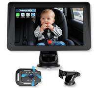 Hodozzy Baby Car Camera with Wireless CarPlay Android Auto, 7 Inch Touch Screen Car Baby Mirror with Bluetooth Night Vision Super Link, 360° Rotatable Rear Facing Car Seat Monitor FM/AUX/Type-C/SD