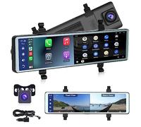 Hodozzy Camera Car Dash Cam Rear View Mirror Carplay Wireless Android Car Bluetooth 11.26 Inch Touchscreen IPS Screen DVR Front Rear View Cameras Night Vision WDR Mirror Dash Cam Video Recording FM