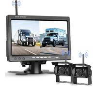 Hodozzy Digital Wireless Backup Camera System Kit, 7 Inch HD Touch Screen Monitor With 2 Cameras, Blind Spot Warning IP 68 Waterproof Night Vision, Reversing Monitor for Trucks/RV/Trailers/Bus/Vans