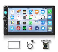 Hodozzy Double Din Car Stereo 7-inch Touch Screen Car MP5 Player Bluetooth FM Radio, Car Radio Double Din with Mirrorlink, AUX/USB, Rear View Camera, Steering Wheel Control and Color Backlight