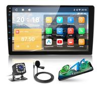 Hodozzy Double Din Car Stereo 9 Inch with Wireless Carplay and Android Auto, 2 Din Touchscreen Car Radio with Bluetooth, FM RDS Radio, EQ, Online Video, Mirror Link, SWC Color Backlight + Rear Camera