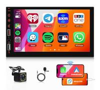 Hodozzy Double Din Car Stereo with Wireless Carplay Android Auto, 7 Inch IPS Touch Screen 2 Din Car Radio with Bluetooth, Mirror Link,EQ, SWC, FM Radio, USB/AUX, Digital Media Receivers with Camera