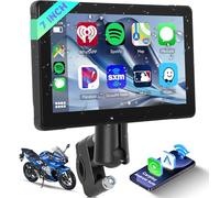 Hodozzy Screen for Motorcycle CarPlay and Android Auto Wireless Portable Navigation GPS Carplay Touch Screen 7 Inch HD Waterproof for Motorcycle with Mirror Link Dual Bluetooth EQ USB/TF Monitor for