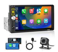 Hodozzy Single Din Car Stereo CarPlay Android Auto, 7 Inch Touch Screen Car Radio with Bluetooth FM EQ Mirror Link for Android/iOS USB/TF/Aux MP5 Player with Camera Car Stereo Receivers 1 Din