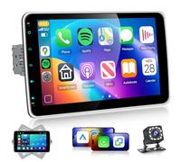 Hodozzy Single Din Car Stereo with 10.1 Inch Touch Screen Detachable, 1 Din Car Radio with Wireless CarPlay Android Auto Mirror Link Bluetooth, RDS FM, Online Video, Type-C/USB EQ SWC+ Reverse Camera