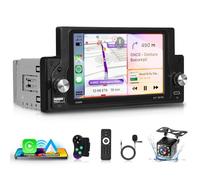 Hodozzy Single Din Car Stereo with Apple Carplay Wireless Android Auto, 5.9 inch HD IPS Touchscreen 1 Din Car Radio with Bluetooth 5.0/EQ Audio/SWC/HD Camera+USB/Type-C Ports+Remote Control