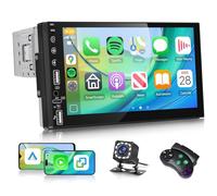 Hodozzy Single Din Car Stereo with CarPlay Wireless Android Auto, 7 Inch Touch Screen 1 Din Car Radio with Bluetooth, Online Video Playback, FM Steering Wheel Control, Mirror Link, Type-C/USB+ Camera