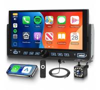 Hodozzy Single Din Car Stereo with Wireless CarPlay Android Auto, 6.86 Inch LED Touch Screen Car Radio Bluetooth 1 Din Head Unit MP5 Player MirrorLink FM EQ USB/SWC/Type-C Charging + Backup Camera