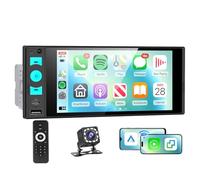 Hodozzy Single Din Car Stereo with Wireless CarPlay Android Auto Mirror Link, 6 Inch Incell Touch Screen 1 Din Car Radio MP5 Player, Bluetooth, FM EQ SWC, Colorful Backlight, Type-C/USB Backup Camera
