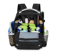 HODRANT Cleaning Backpack with Bottom Plate & Waterproof Bottom, Large Supplies Bag with Multiple Pockets for Housekeeping Tools, Cleaning Products Caddy Organizer for Home & Car, Black, Modern Or