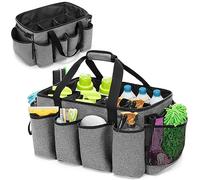 HODRANT Extra-Large Cleaning Caddy Organizer with Sturdy Pad & Handles, Cleaning Tote Bag for Cleaning Products, Cleaning Supplies Storage Bag with Large Capacity for Housekeeping Work & Car, Grey