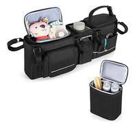 HODRANT Hanging Double Stroller Organizer, Compatible with Baby Jogger City Mini GT2 Double & Compatible with BOB Duallie Stroller, Stroller Caddy with Detachable Cooler Bag & Cup Holder, Bag Only