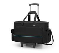 HODRANT Rolling DJ Cable File Bag with Detachable Trolley & Divider, Large Capacity Padded Gig Bag with Multi Pockets for 15.6" Laptop, DJ Gear, Musical Instrument, Sound Equipment Storage