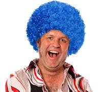 HODRME Afro Wig Short Fluffy Plain Curly Disco Hippie Wig for Women Men Cosplay Halloween