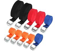 Hodzeed 10 Pack Tightening Luggage Ratchet Straps with Claw Buckle - 25mm Cargo Tie Down Straps From 1m to 6m, 250 Kg Load (Orange Blue Red Black, 1M 2M 4M 6M)