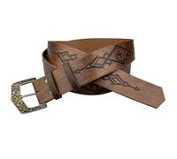 HOEACXY Medieval Knight Leather Belt Mens Viking Embossed Renaissance Costume Accessory, Vintage Leather Belt-brown, adjustable