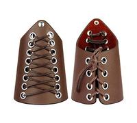 HOEACXY Medieval Leather Bracers Small Viking Leather Bracers Lacing Up Leather Arm Armer Cuff Leather Gauntlet Wristband Gauntlet for Men Women 1 Pair, HBR011-SMALL LACE-BROWN, common