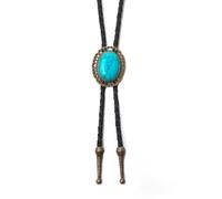 HOEACXY Mens Bolo Tie Native American Cowboy Retro Bull Longhorn Bola Ties Handmade Necktie Costume Accessories, Hbl008-blue Turquoise-gold, common