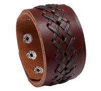 HOEACXY Wide Triple Buckled Bracelet Men Punk Leather Bracelet Chunky Style 8 cm Biker Wide Cuff Wristband Adjustable, One Size, Faux Leather, no gemstone