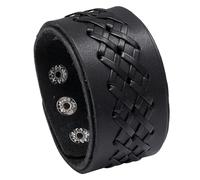 HOEACXY Wide Triple Buckled Bracelet Men Punk Leather Bracelet Chunky Style 8 cm Biker Wide Cuff Wristband Adjustable, One Size, Faux Leather, no gemstone