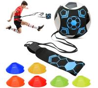 Hoedia Football Kick Trainer Soccer with Soccer Cones Training Aid Belt Hands Free Solo Close Control and Skills Football Training Equipment Fits Ball Size 3, 4, and 5 (Blue)